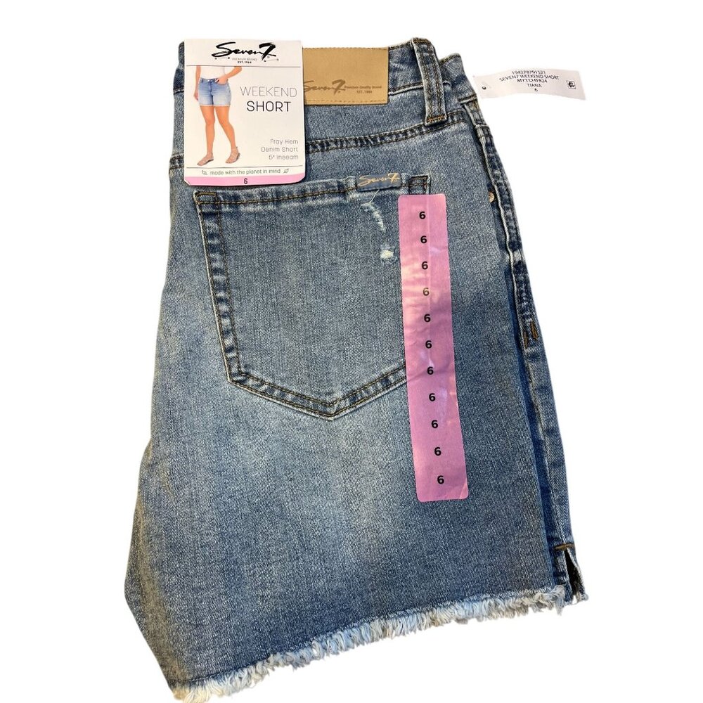 Serve 7 Womens Weekend Denim Shorts Frayed Hem Size 6 Blue